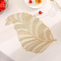Auksinė lėkštė, 4er Set Hohles Phönixschwanz-Blumenmuster Platzset Modern, Tischset für Küchen Zuhause Esszimmertisch, Auksinė, 29x46cm
