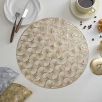 Auksiniai kilimėliai, 8 vnt., apvalūs, su gėlių raštu, virtuvės kilimėliai valgomojo stalui, auksiniai, 38 cm