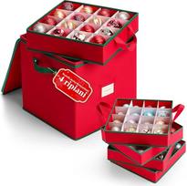 Avilia Faltbarer Weihnachtskugel-Organizer aus Oxford-Stoff, 32 x 32 x 32 cm, mit 4 modularen Fächern für 64 Dekorationen, Staubschutz und einfach unter dem Bett oder im Schrank zu verstauen