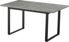 B&D home Anna 11202-US-BETO-P Valgomojo stalas išplečiamas 120-160 x 80 cm, skirtas 4-6 žmonėms Medinis stalas su slystančiu rėmu, juodas, skirtas virtuvei, valgomajam, skandinaviško pramoninio dizaino, betono išvaizdos