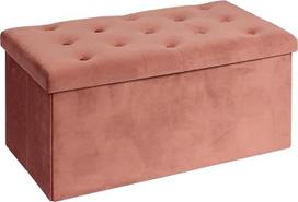 B FSOBEIIALEO Sulankstoma saugojimo dėžė Ilgas Osmanų batų suolas Velvet Storage Chest Footrest Seat 80 x 39,9 x 39,9 cm (šilta raudona, didelė)