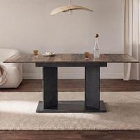 B&D home Vivian 11201-VM-EITE Valgomojo stalas išplečiamas 120-160 x 80 cm, skirtas 4-6 žmonėms Medinis virtuvės stalas su kolonėle valgomajam, virtuvei, skandinaviško modernaus dizaino, Teksaso ąžuolo išvaizdos