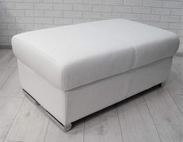 Balta odinė sulankstoma taburetė su saugojimo vieta taburetė Karvės odos sėdynės kubas 90 x 55 cm Kojinė minkštasuolis Minkšta taburetė Tikra oda Puff