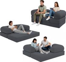 bananair - Dvivietė sofa, modulinė sofa-lova iš didelio tankio putų ir velveto audinio, be kaulų, suspausta (antracito pilka)