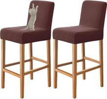 Baro taburetės apima Katė kėdė Anti-Scratch baro taburetės apima su atlošu 2 gabalai Pub Counter Stool kėdės apima Slipcover virtuvės valgomasis kambarys kavinė (tamsi kava, rinkinys 2)