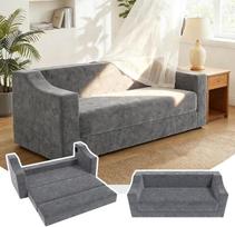 Be rėmo sulankstoma sofa lova su miego funkcija, sofa be kaulų, dvivietė sofa lova, sofa be kaulų, modulinė sofa, neremontuojama, putų sofa svetainei, miegamajam, pilka