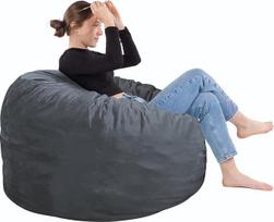 Bean Bag kėdė 3ft atminties putų užpildytas nuimamas aksomo dangtelis Bean Bag kėdės suaugusiems paaugliams apvali sofa kėdė gyvenamasis kambarys miegamasis ir žaidimų kambarys pilka