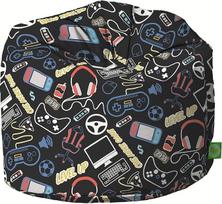BeanLazy Sitzsack aus 100 % Baumwolle, groß, schwarz, Retro, Gaming, Esports