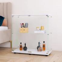 Beauty4U stiklinė vitrina su 2 lentynomis 2 durelėmis Curio spintelės gyvenamajam kambariui miegamajam biurui Balta grindų stovinti stiklinė knygų spinta Greitas montavimas