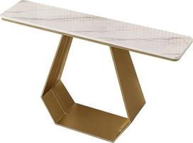 Beistelltisch für das Sofa mit Metallgestell, Kratzfester Marmorplatte, Konsolentisch, Flurtisch für Eingangsbereich, Flur und Schlafzimmer(Yellow,120cn/47in)
