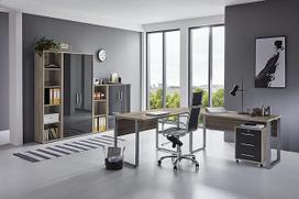 Biuro baldų komplektas "Study Office Edition" Sonoma ąžuolo / antracito blizgus lakuotas (komplektas 4)