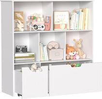 BRINJOY Kinderregal mit 8 Boxen Kinderschrank Holz Bücherregal für Kinder Aufbewahrungsbox mit 2 Beweglichen Schubladen Spielzimmer und Schlafzimmer (balta)