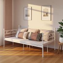 buybyroom 90 x 190 cm dienos lovos rėmas Viengulė lova su galvūgaliu ir skersiniu rėmu Viengulė lova Sofa lova miegamajam Svetainė Svečių kambarys Baltas stilius 2