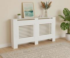 Buybyroom Bufetai "Altos" radiatoriaus dangtis Medinės horizontalios lentjuostės, skirtos svetainei, miegamajam, prieškambariui 152 x 19 x 82 cm MDF balta