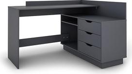 byLIVING Belfasto kampinis rašomasis stalas / kampinis stalas antracito spalvos / stalviršis dešinėje arba kairėje / 3 stalčiai / rašomasis stalas / 129 x 83,5 x 105 cm (plotis x aukštis x gylis)