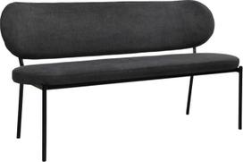 byLIVING Jersey Suolas, austas audinys, tamsiai pilkas, metalinis rėmas, juodas/suolas su atlošu, virtuvės suolas, valgomojo suolas, minkštas suolas, W 160, H 82, D 62 cm