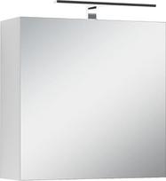 byLIVING Spree Spree veidrodinė spintelė, vonios kambario spintelė su LED apšvietimu, plotis / aukštis 60 cm, gylis 20, jungiklio ir kištukinio lizdo dėžutė, veidrodinės durelės su švelnaus uždarymo funkcija, stiklas, balta, plotis 60 cm