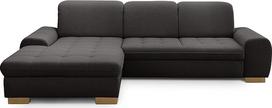 CAVADORE "Lexi" kampinė kaimo namų stiliaus sofa / "L" formos sofa su XXL ilgesniu kairiuoju foteliu ir spyruokliniu branduoliu / įskaitant galvūgalio reguliavimą / 275 x 82-99 x 173 / plokščio pynimo pilka