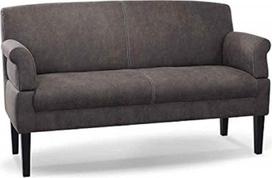 CAVADORE Malm 3 vietų virtuvės sofa-lovas virtuvei arba valgomajam, odinis, su reguliuojamomis porankių dalimis, spyruokline šerdimi ir moderniais kontrastiniais dygsniais 182 x 97 x 78 cm Mikropluošto pilka spalva