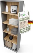 CDF knygų spinta, stovinti lentyna, biuro lentyna aplankams, biurui, svetainei, namų biurui, knygų spinta saugojimui, dokumentams, dekoracijoms, tvirta konstrukcija, antracitas / ąžuolas "Artisan", 60 cm