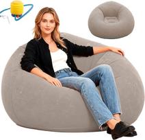 CEWROM Oro sofa Pripučiama kėdė be pupelių maišo Super minkšta skalbiama pripučiama sofa su puošniu paviršiumi Nešiojama oro terasos kėdė, skirta svetainei, miegamajam, stovyklavietei lauke (ruda)