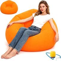 CEWROM Oro sofa "Lazy No Bean Bag", pripučiamas pupų maišas, pripučiama sofa, skalbiama, svetainė, terasos kėdė, miegamasis, itin minkštas pupų maišas vaikams ir suaugusiesiems (oranžinė)