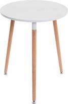 CLP Retro dizaino "Amalie" virtuvės stalas su 3 medinėmis kojomis, apvalus, skersmuo 60 cm, stalo aukštis 75 cm, spalva: balta, rėmo spalva: natūrali