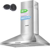 COMFEE 60 cm A++ klasės nerūdijančio plieno dūmtraukio gaubtas su šviesos diodais, recirkuliacijos ir ištraukimo sistema Sieninis 600 mm gaubtas su anglies filtrais
