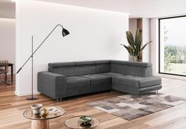 COMFORTINO FURNITURE NOLA L formos kampinė sofa su miego funkcija, sofa-lova su miegamojo lova, kampinė sofa, svetainės sofa-lova, didelė sofa-lova su miego funkcija (tamsiai pilka, dešinysis otomanas)