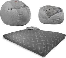 CordaRoy's Chenille Bean Bag Convertible Bean Bag Machine Washable Chenille Fabric Cover for Basement Living Room Playroom Dorm and More King Size Charcoal Made in the