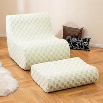 COSTWAY Bean Bag kėdė su taburete, suaugusiųjų Bean Bag su aukštos elastingos kempinės ir Teddy Velvet dangtelis, Bean Bag kėdė, grindų kėdė gyvenamajame kambaryje, miegamajame, skaitykloje (žalia)