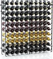 COSTWAY metalinė vyno lentyna, 100 butelių stovas, 10 pakopų vyno stovas, laisvai pastatomas, 150 kg keliamoji galia, vyno butelių stovas barui, rūsiui, 98 x 25 x 100 cm, juodas