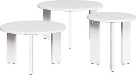 Couchtisch Set 3er Weiß Massivholz Kiefer 29,5-47,5 cm Nesting Design, platzsparend & robust, Side Table für Wohnzimmer, Schlafzimmer oder Balkon