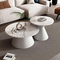Couchtisch-Set, Mid-Century Nisttische mit Karbonstahl-Basis und geräumigem Desktop, einfach zu montieren, stapelbares Design