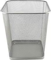 D.RECT biuro šiukšliadėžė, 18 l, vielos tinklo šiukšliadėžė, metalinis biuro kibiras, kvadratinė, sidabrinė