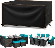 Dangtis Sodo baldai Žiemai atsparus vandeniui 420D Oksfordo audinio brezentas Sodo baldai sodo stalams Terasos baldai Lauko stalas Stačiakampio formos juodas 190 x 140 x 90 cm