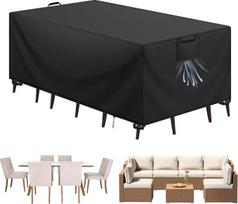 Dangtis Sodo baldai Žiemai atsparus vandeniui apsauginis dangtis Sodo baldai 420D Oxford Anti-UV brezentas sodo stalams Lauko baldai Apsauga nuo lietaus ir dulkių juodas 242 x 162 x 100 cm