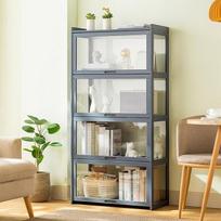 Daugiafunkcinė dulkių nepraleidžianti stiklinė vitrina, daugiafunkcinė stiklinė vitrina, stovinti stiklinė vitrina, su atlenkiamomis durelėmis, sandari ir atspari dulkėms, skirta biurams, miegamiesiems, svetainėms, 70 x