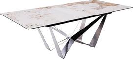 DELIFE "Minas" valgomojo stalas "Melange Edge" Keraminis 180-220 x 100 cm "Spider Flat Steel" Nerūdijantis plienas Išplečiamas baltas / smėlio spalvos