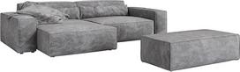 DELIFE Sirpio XL kampinė sofa iš mikropluošto Taupe 270 x 170 cm, reguliuojama, su taburete