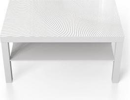 DEQORI stiklinis staliukas | Baltas didelis 90 x 50 cm | Tekančių juostelių raštas | Neįprastas stiklinis staliukas | Blizgus žurnalinis staliukas svetainei | Modernus dizaino staliukas sofai