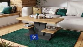 designimpex Viva kavos staliukas Artisan Oak - Anthracite Matt 110 x 60 cm Kvadratinis sofos staliukas Lentyna Svetainės staliukas Modernūs stalai Svetainės staliukas Šoninis staliukas Sofos staliukas Svetainės staliukas Svetainės staliukas Svetainės stal