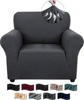 Didelio elastingumo sofos užvalkalas, 1 vietos, fotelio užvalkalas, neslystantis, sofos užvalkalas, elastingas, žakardinis sofos užvalkalas su porankiais, universalus sofos užvalkalas, sofos užvalkalas, skalbiamas, tamsiai pilkas