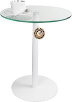 Dizainerio staliukas "Side Table Glass White Matt" 50 x 50 x 70 cm - svetainės staliukas - tvirtas staliukas - praktiškas apvalus staliukas - mažas staliukas - stiklinis staliukas - sofos staliukas - pagamintas