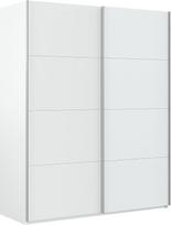 Dmora - "Ponce" spinta su 2 durimis, miegamojo spinta su drabužių dėže ir 2 lentynomis, 150 x 60 x 200 cm, blizgi balta