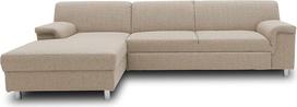 DOMO. kolekcija "Junin" kampinė sofa, sofa-lova, L formos sofa, ilgas krėslas kairėje su lovos funkcija, 251 x 150 x 72 cm (plotis x gylis x aukštis), smėlio spalvos