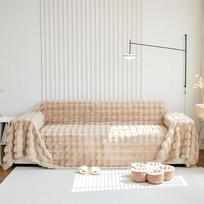DREAMINGO Minkšti šilti dirbtinio kailio sofos užvalkalai Triušis Pliušinis sofos užvalkalas 3 pagalvėms Sofos sofos šlapias sofos apsauginis užvalkalas šunims katėms Skalbiamas pūkuotas sofos užvalkalas