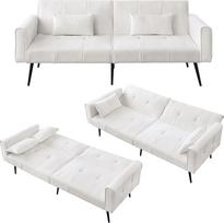 DRIXNO sulankstoma sofa-lova, sofa-lova su miego funkcija, kampinė sofa-lova su reguliuojamu atlošu, tinkama namams, miegamajam, 175 x 71 x 71 cm, smėlio spalvos
