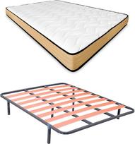 DUÉRMETE ONLINE Pilnas lovos komplektas su Visco čiužiniu, dvipusis (žiema/vasara) + skersinis pagrindas su kojelėmis, spaustuvas, legiruotas plienas, pilka, 135 x 190 cm