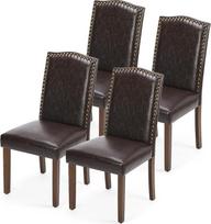 DUMOS Valgomojo kėdės, 4 kėdžių rinkinys, elegantiškos ir gražios modernios valgomojo kėdės, PU odos minkštos virtuvės kėdės, valgomojo kėdės, tinkančios virtuvei, svetainei, miegamajam (tamsiai rudos spalvos)